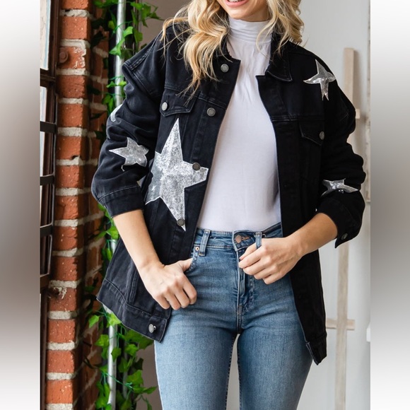 ShopEvelynne Jackets & Blazers - 31 Fabulous Sequin Star Patch Denim Jacket